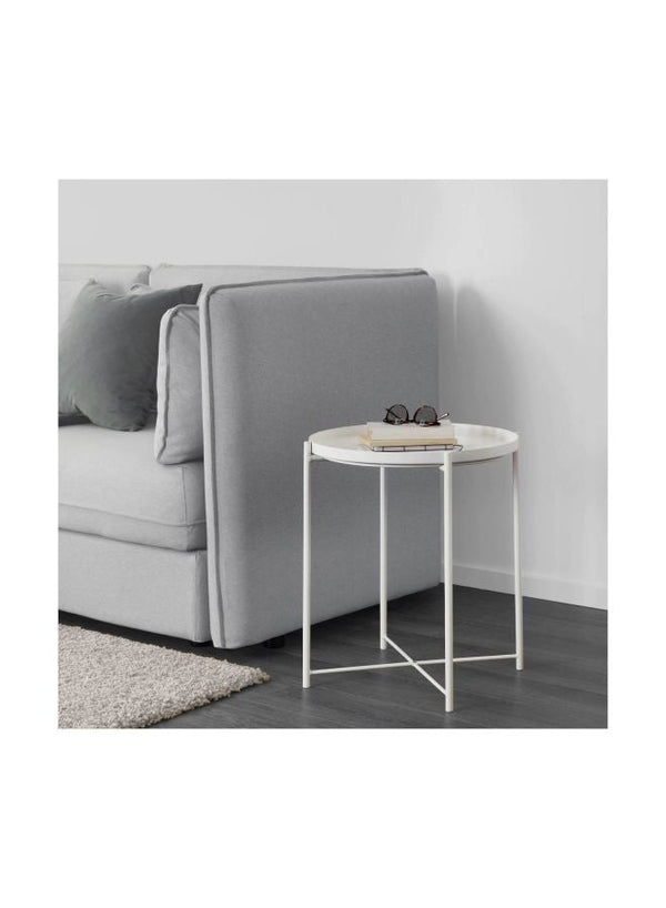 Monica Steel Round Side Table White