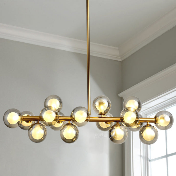 Modern Longitudinal golden pendant Lighting with transparent gray glass