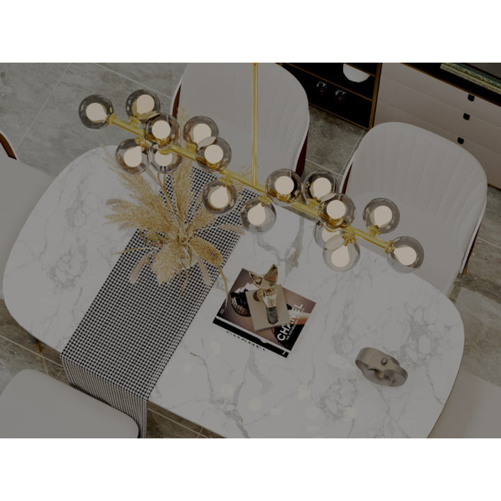 Modern Longitudinal golden pendant Lighting with transparent gray glass