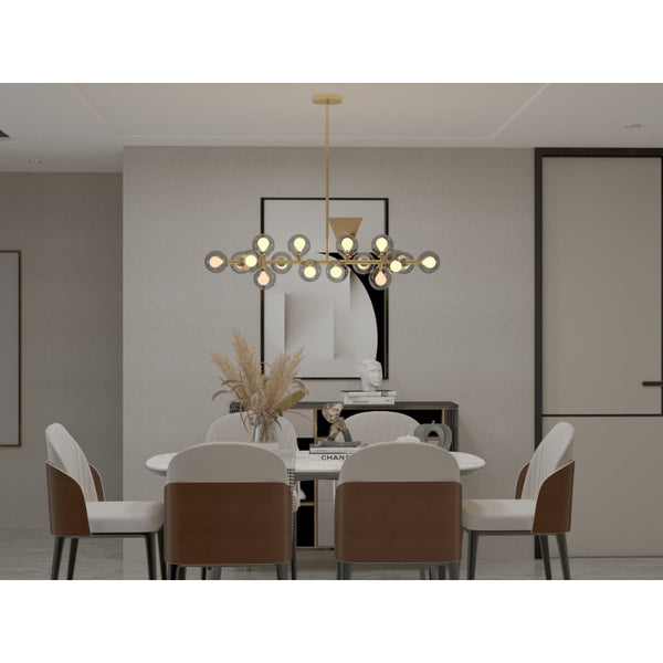 Modern Longitudinal golden pendant Lighting with transparent gray glass