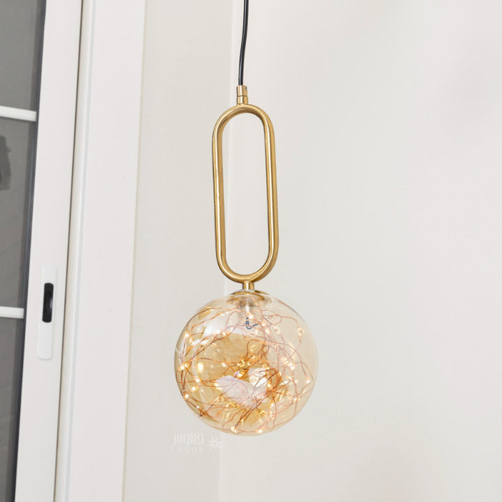 Golden pendant Lighting with ring and LED Lightings