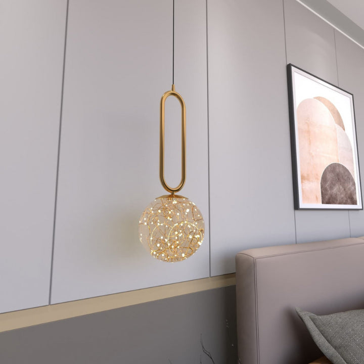 Golden pendant Lighting with ring and LED Lightings