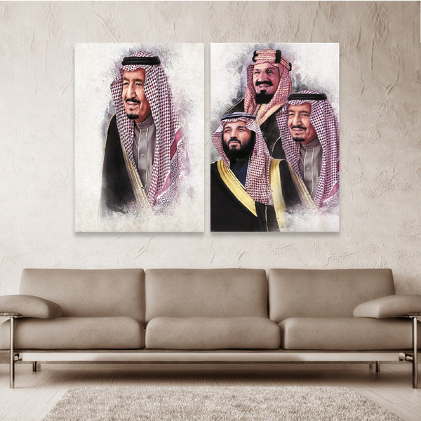 طقم لوحات خشبية قطعتين بتصميم الملك بن سلمان - متعدد الألوان