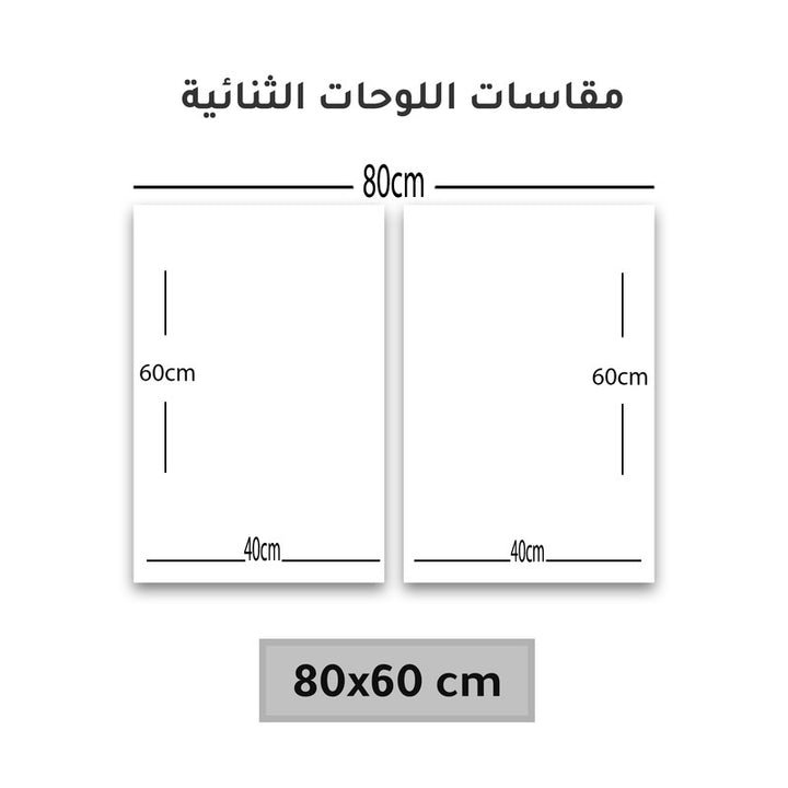 لوحة خشبية ثنائية بتصميم مودرن دريمز - قطعتين بمقاس 60x40 سم